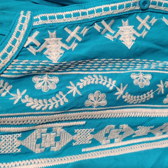 NORDSTROM Andree Rayon Aztec Floral Embroidered Tunic/ Cover Up EUC sz 1X - Picture 5 of 10